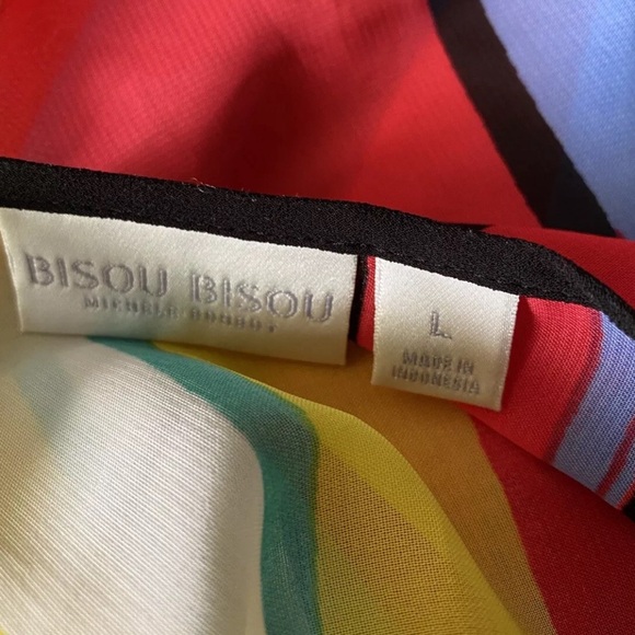 Bisou Bisou Women’s Blouse Size Large Sheer Multicolor Long Sleeve Top - Picture 5 of 7